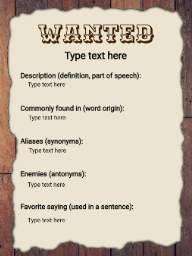 Wanted - Vocabulary - Wixie